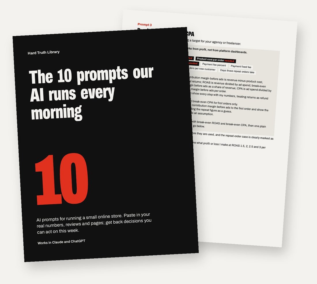 The 10 prompts PDF: a black cover with a red 10, and a page of prompt 3
